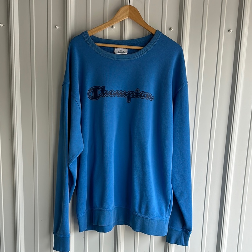 Champion Royal Blue Crewneck Sweater with Iconic Logo
